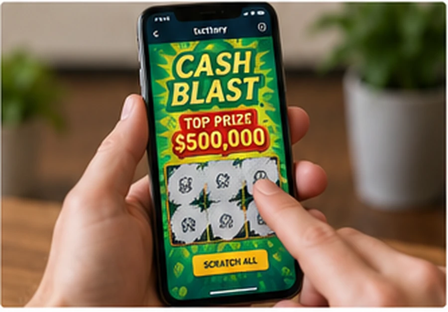 Generic scratch-style instant game being revealed on a smartphone