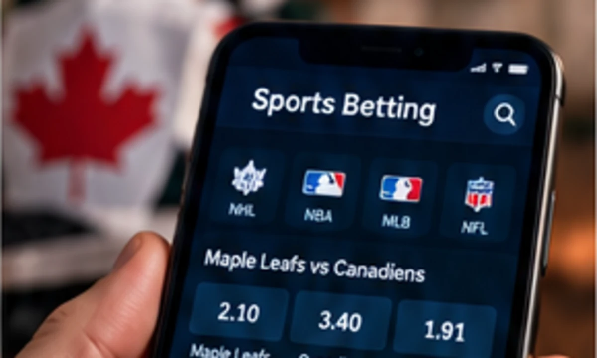 Close-up of a sports-betting app showing Canadian hockey odds on a phone