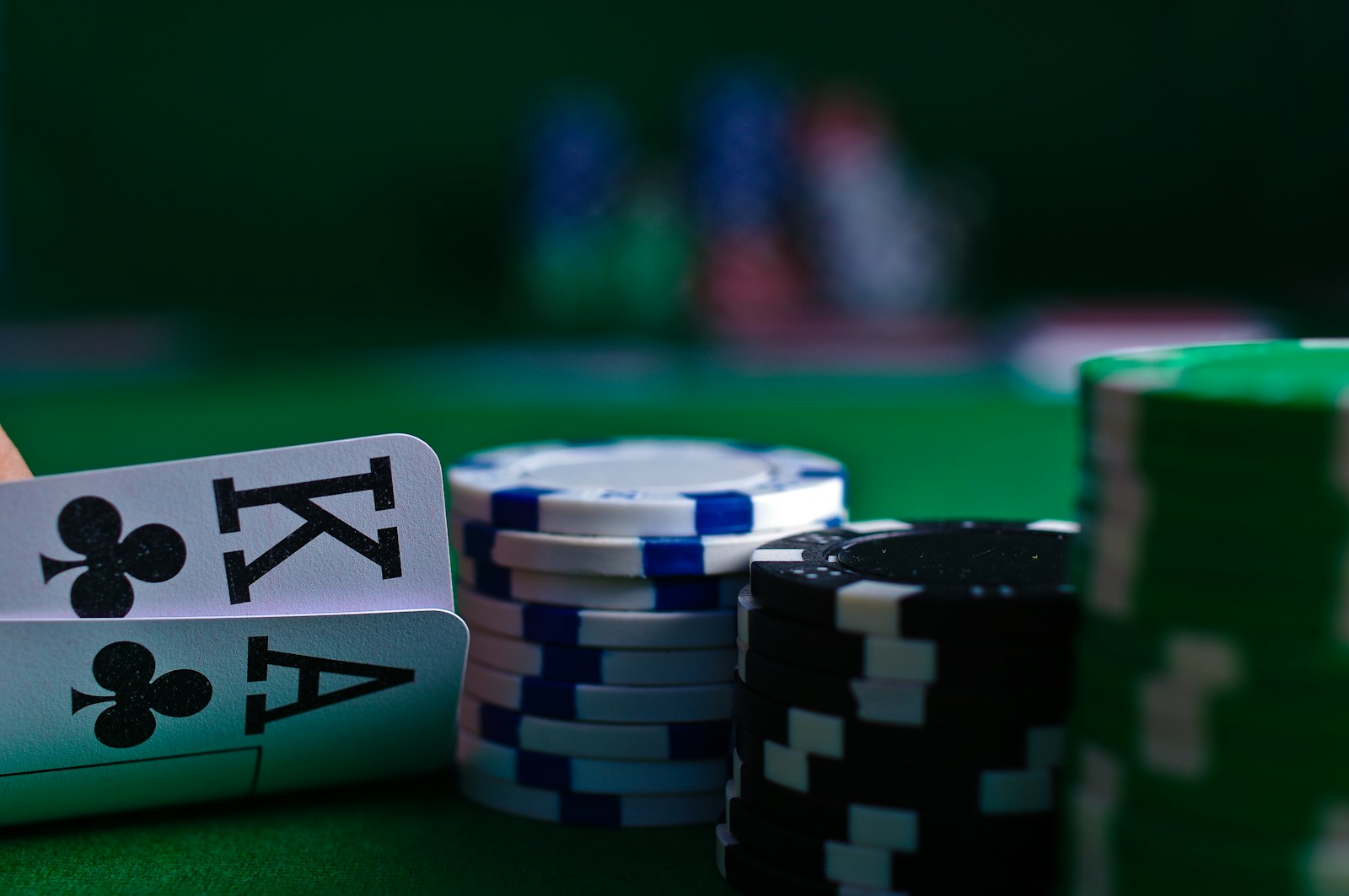 Playing cards and chips, illustrative casino photography
